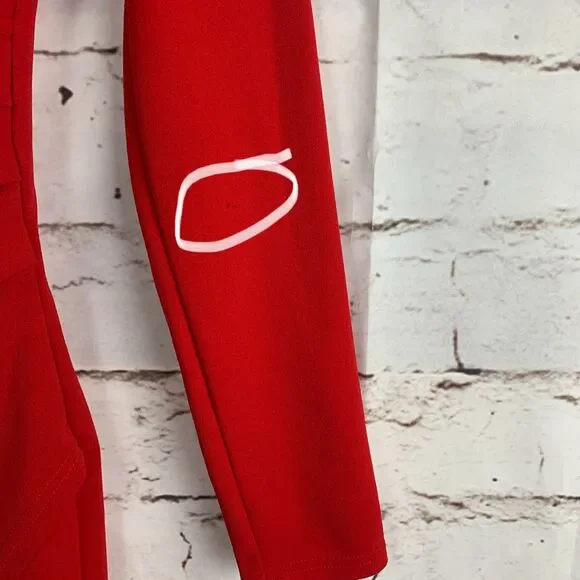 Favlux Red V-Neck Ruched Mini Dress Long Sleeve Size Small Y2K Cocktail Party - Picture 4 of 7